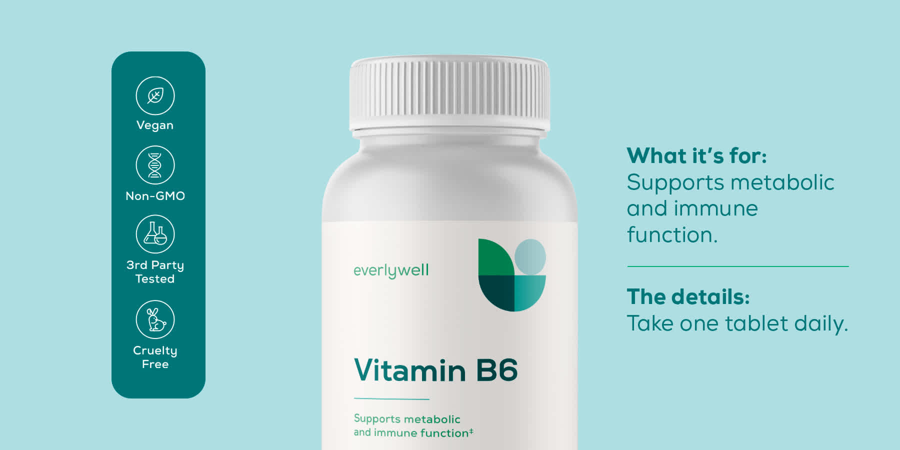 Bottle of Everlywell Vitamin B6