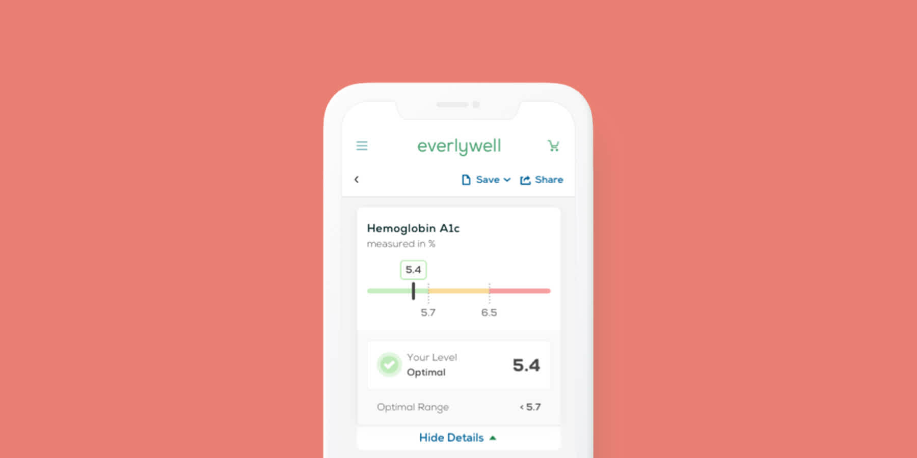 HbA1c test results on mobile device (not fasting glucose)