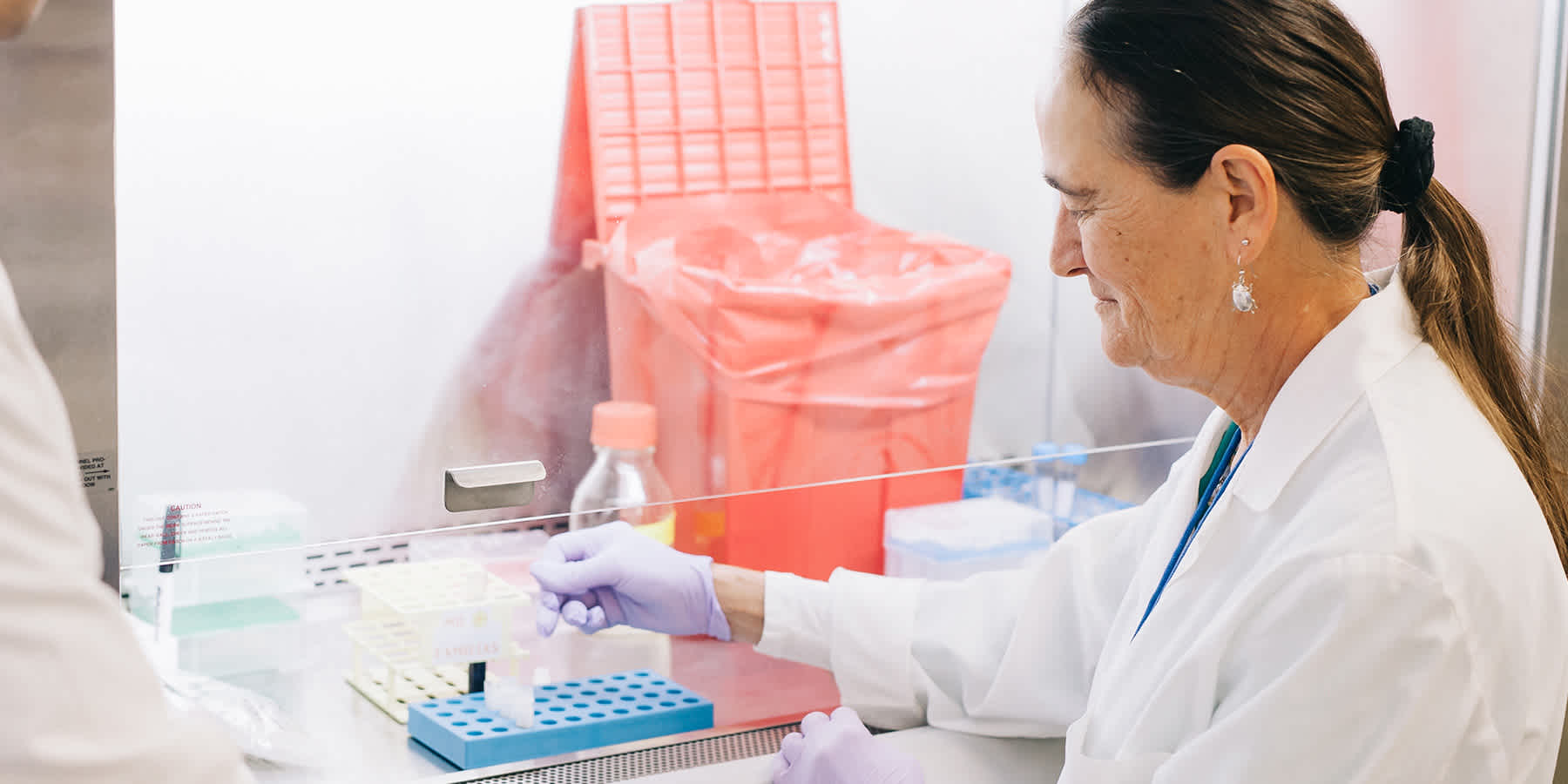 A doctor looking at samples. 