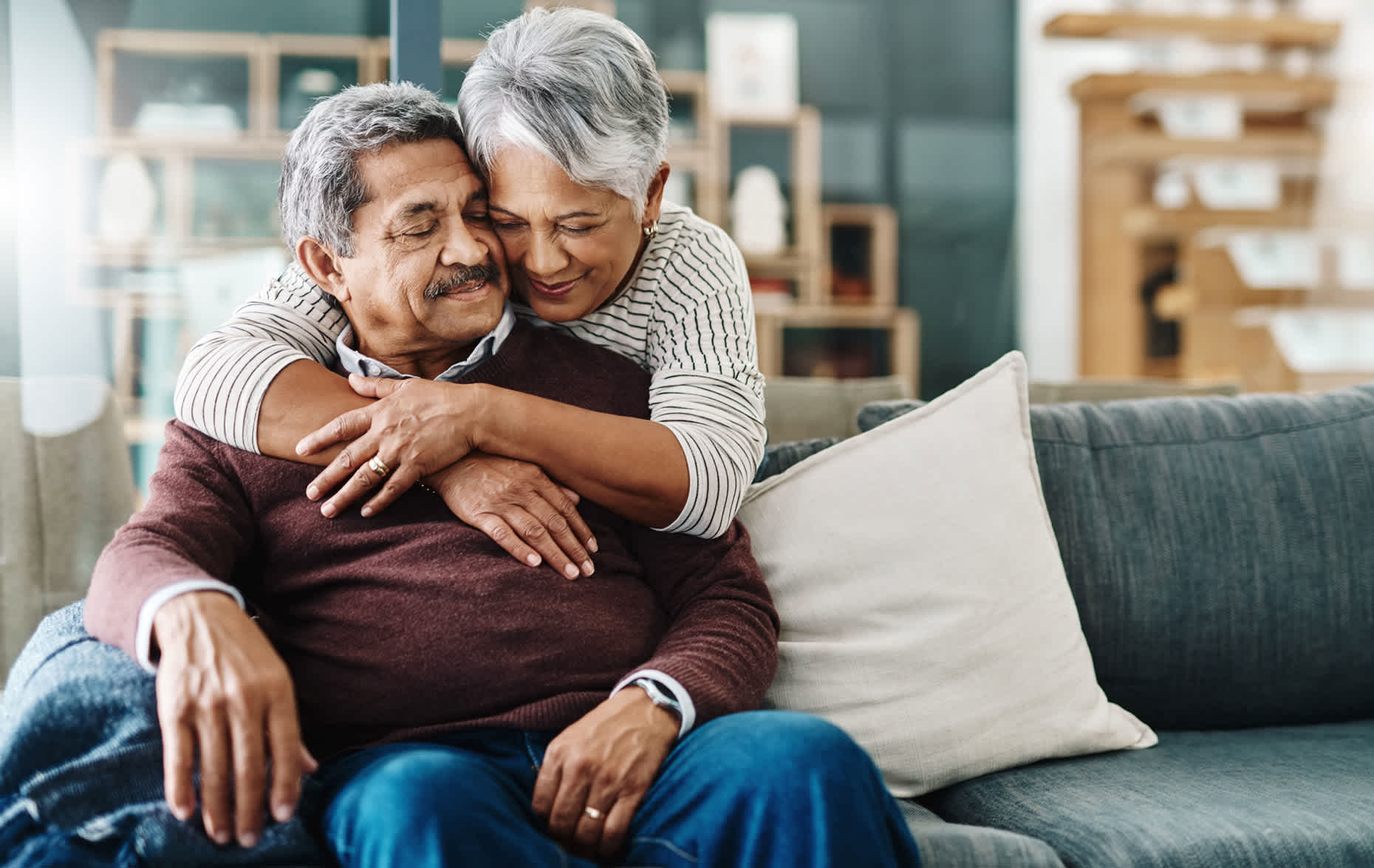 Older couple being affectionate