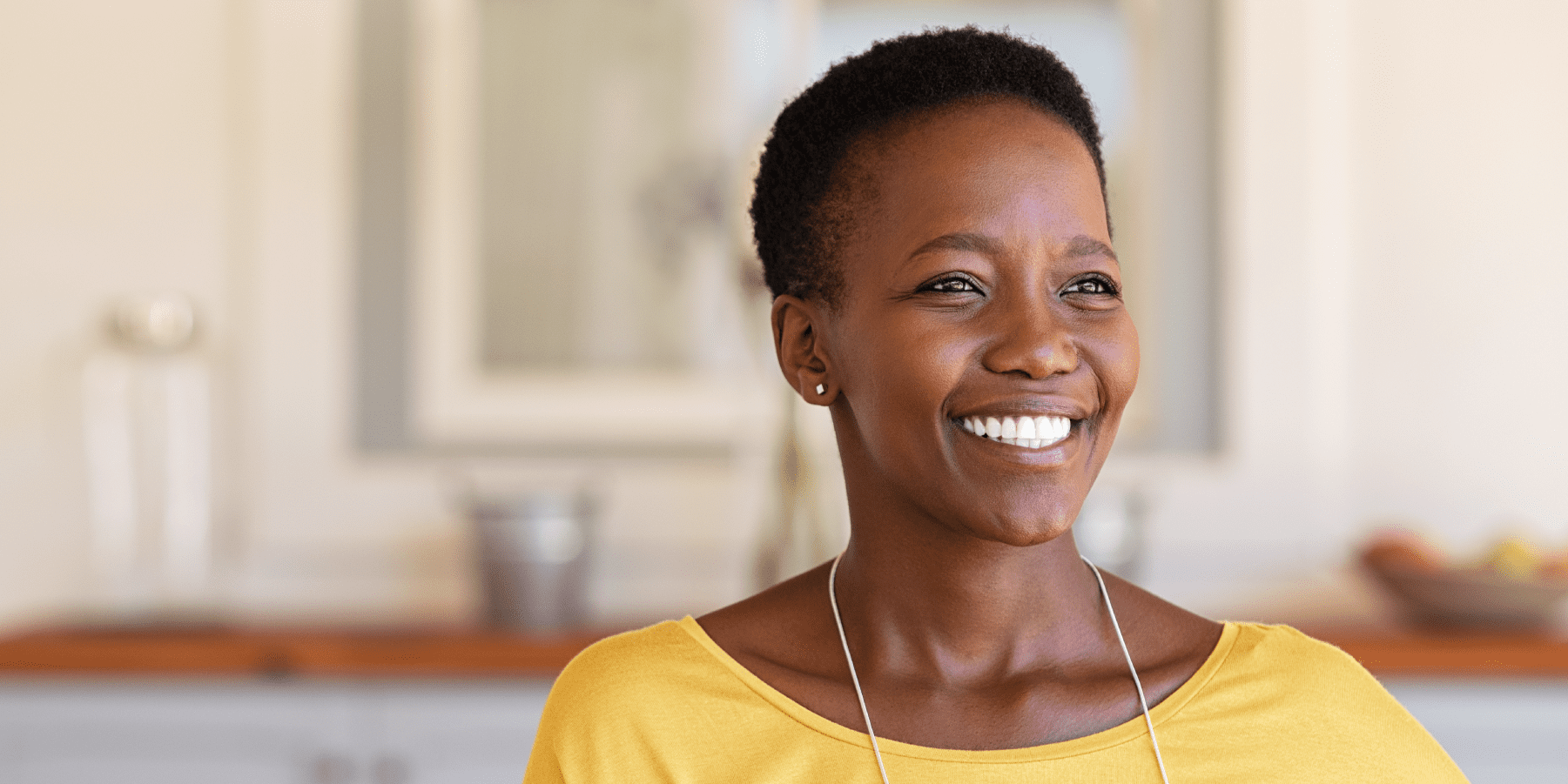 Woman with home health smiling